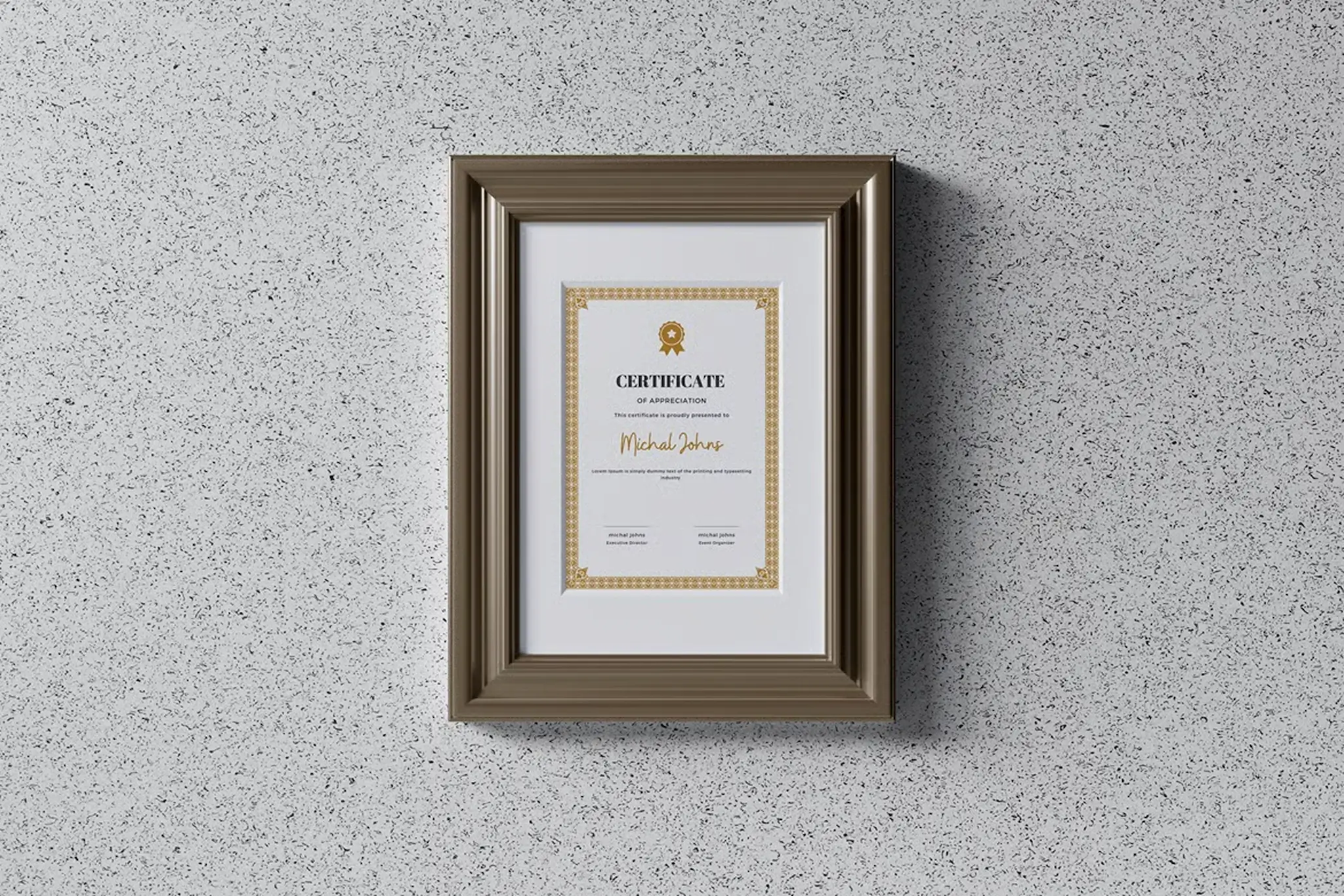 Certificate mockup 3, portrait orientation, A4 size